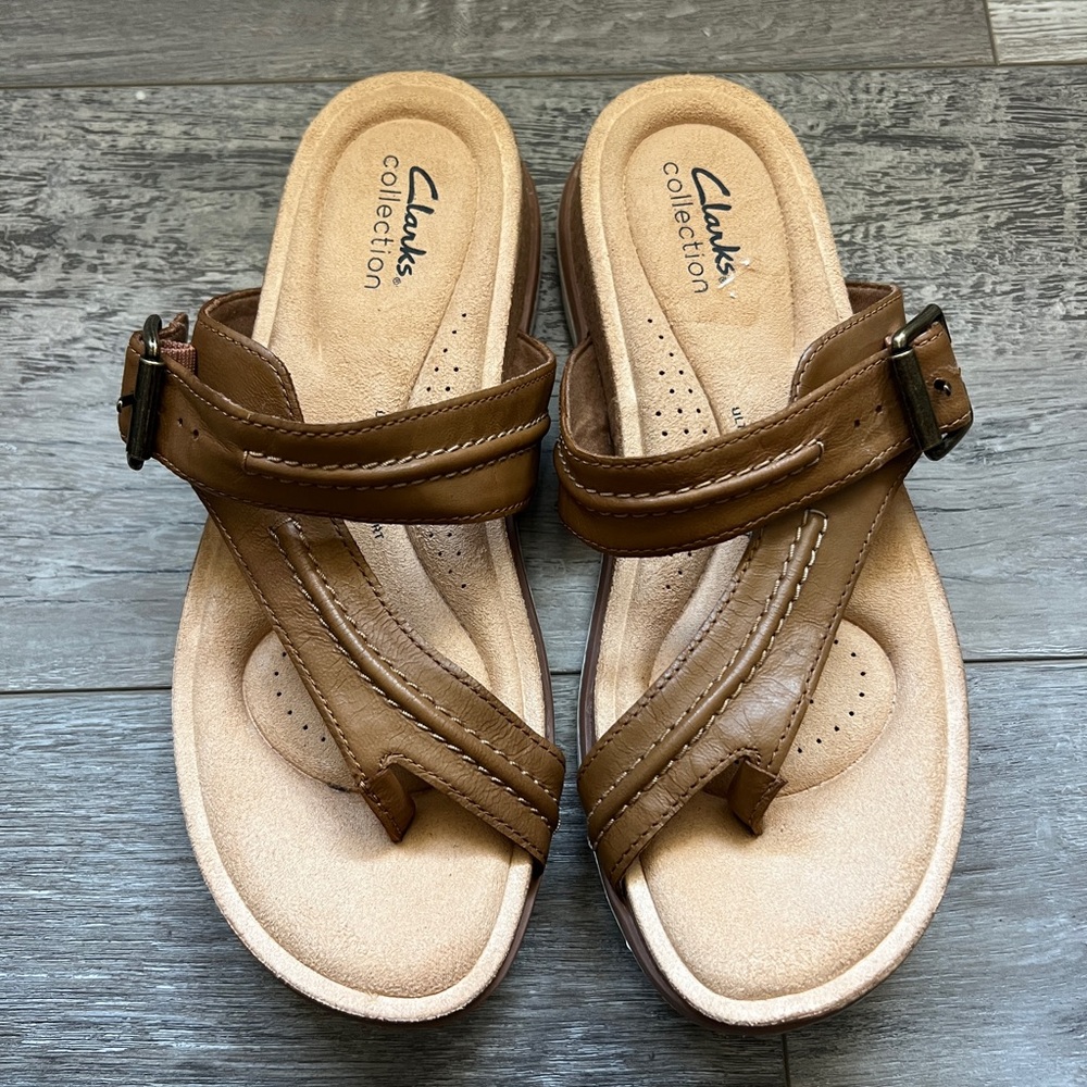 Women’s Clark’s Collection Ultimate Comfort Brown Flip Flop Sandals Size 8 M